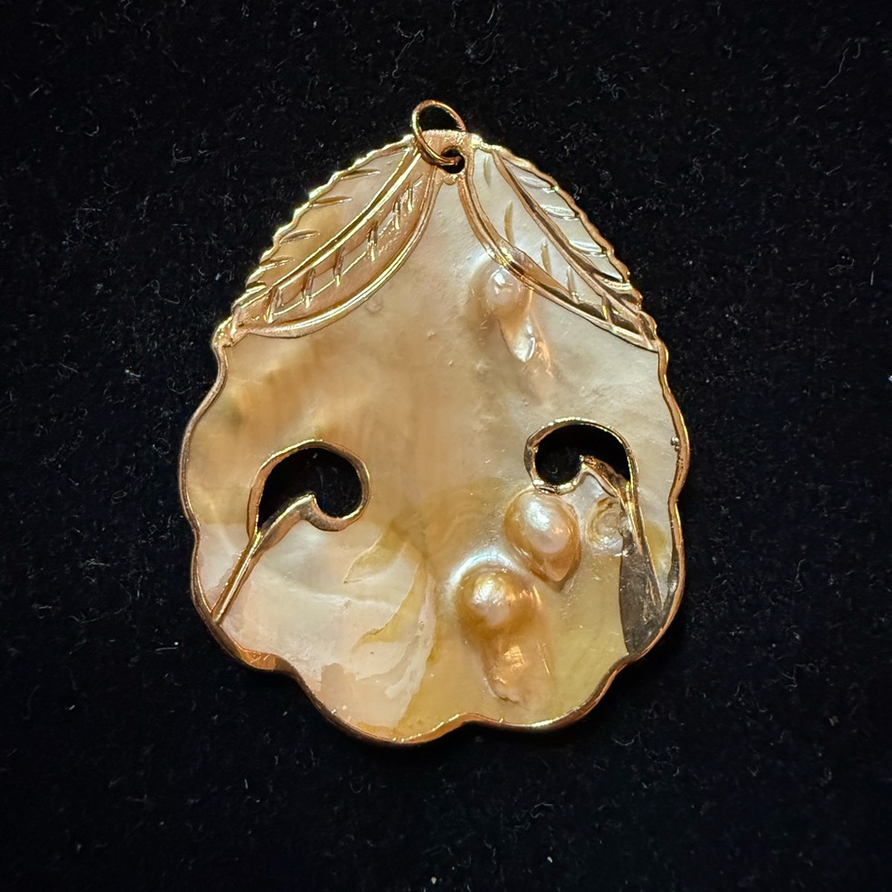 Vintage Blister Pearl with Gold Leaf Pendant